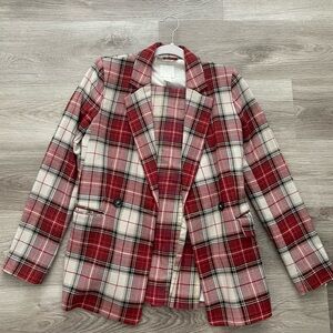 Red Plaid Jacket and Pants Suit Set size Xs-S